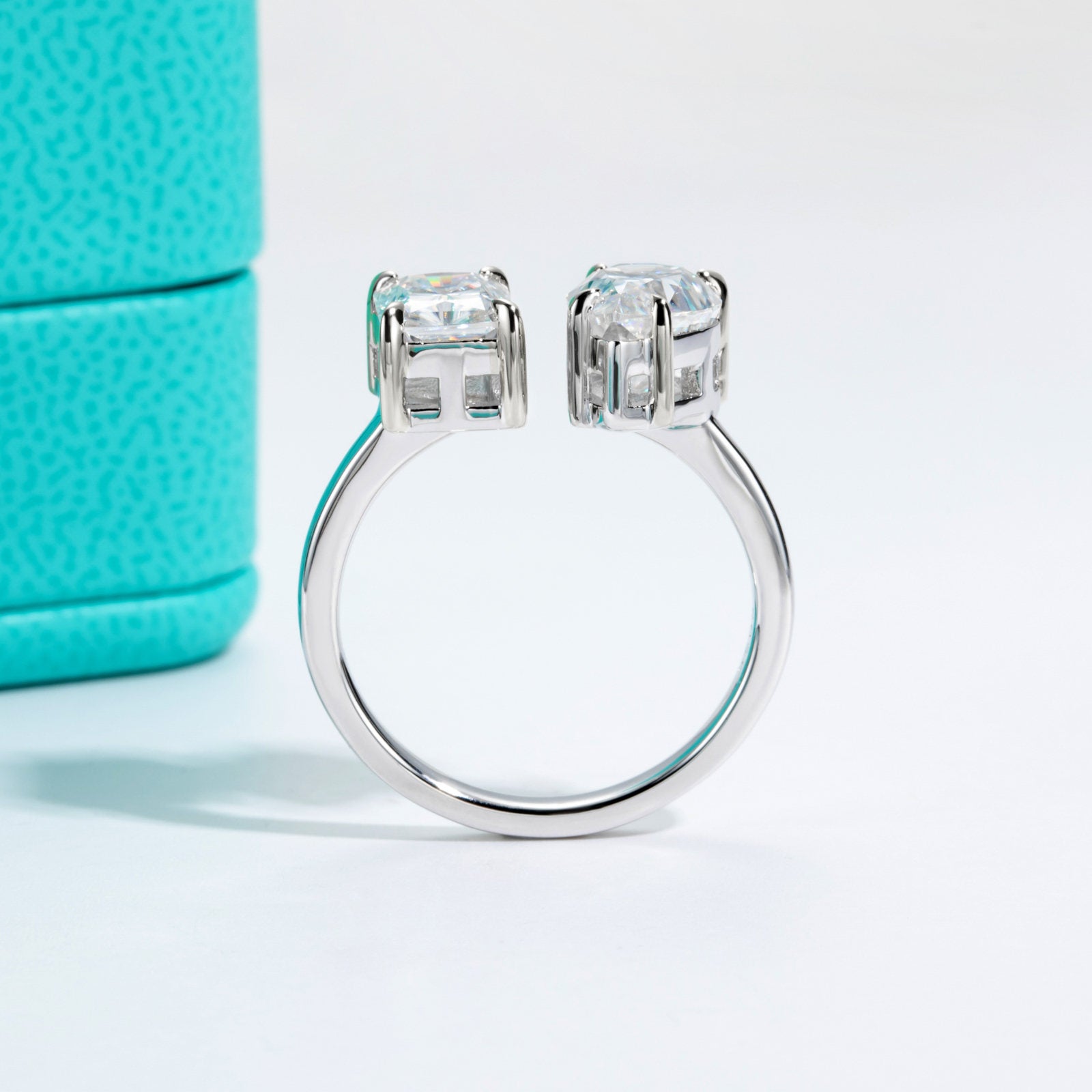 Two-Stone Radiant&Pear Moissanite Engagement Ring (4 cttw)