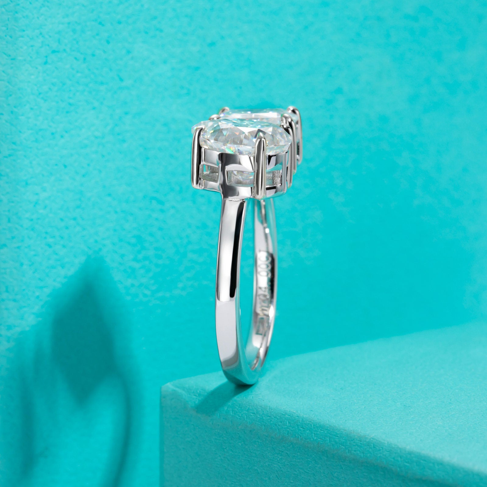 Two-Stone Radiant&Pear Moissanite Engagement Ring (4 cttw)