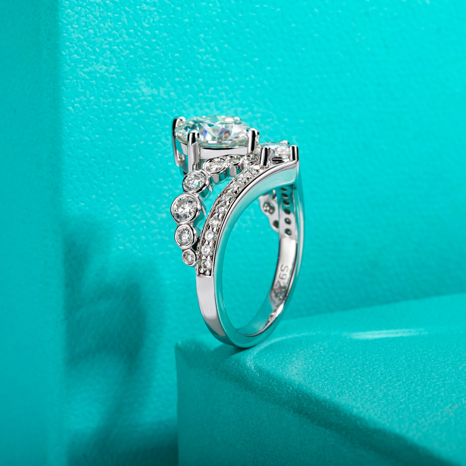 Round Cut Moissanite Crown Engagement Ring (4.08 cttw)