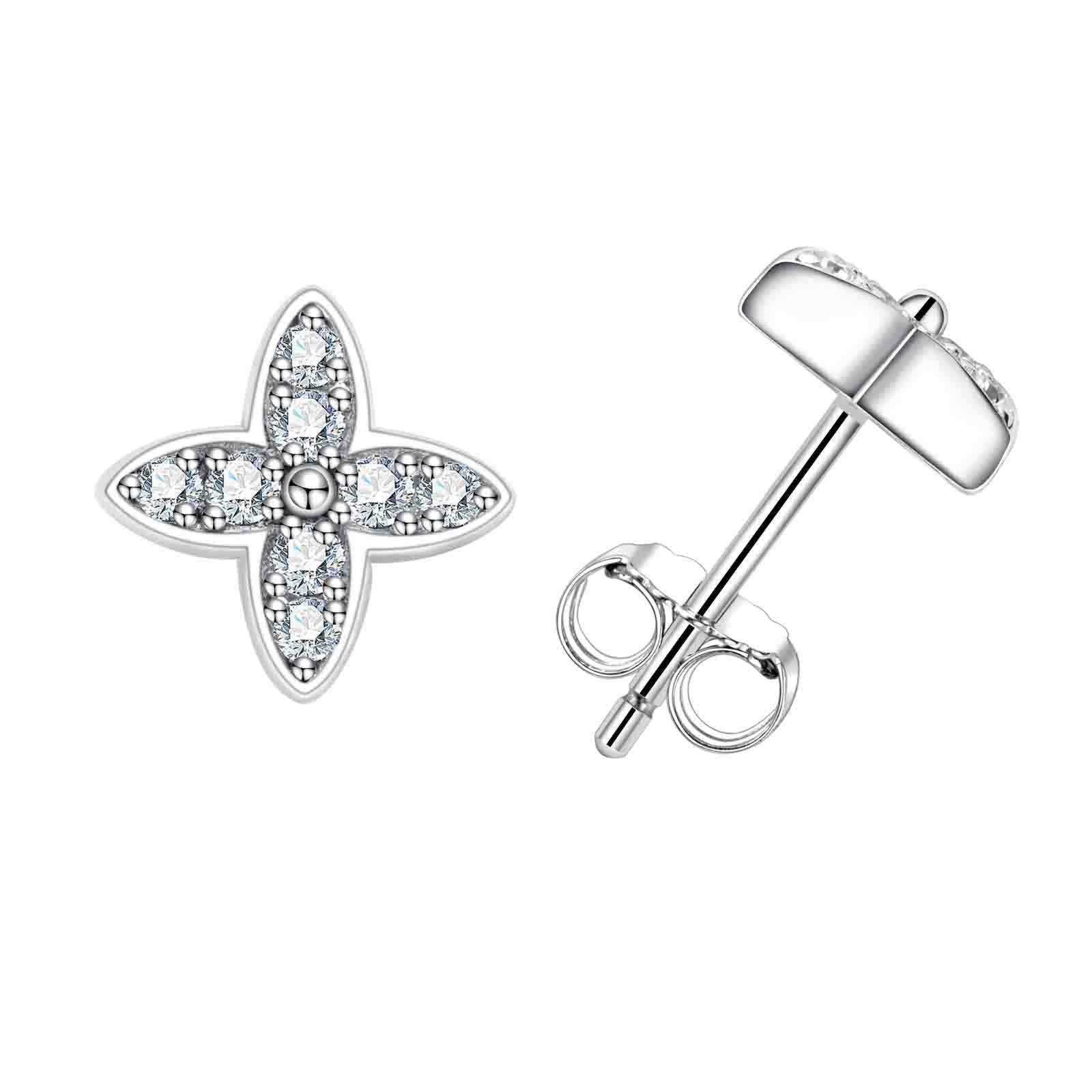Moissanite Four Leaf Stud Earrings