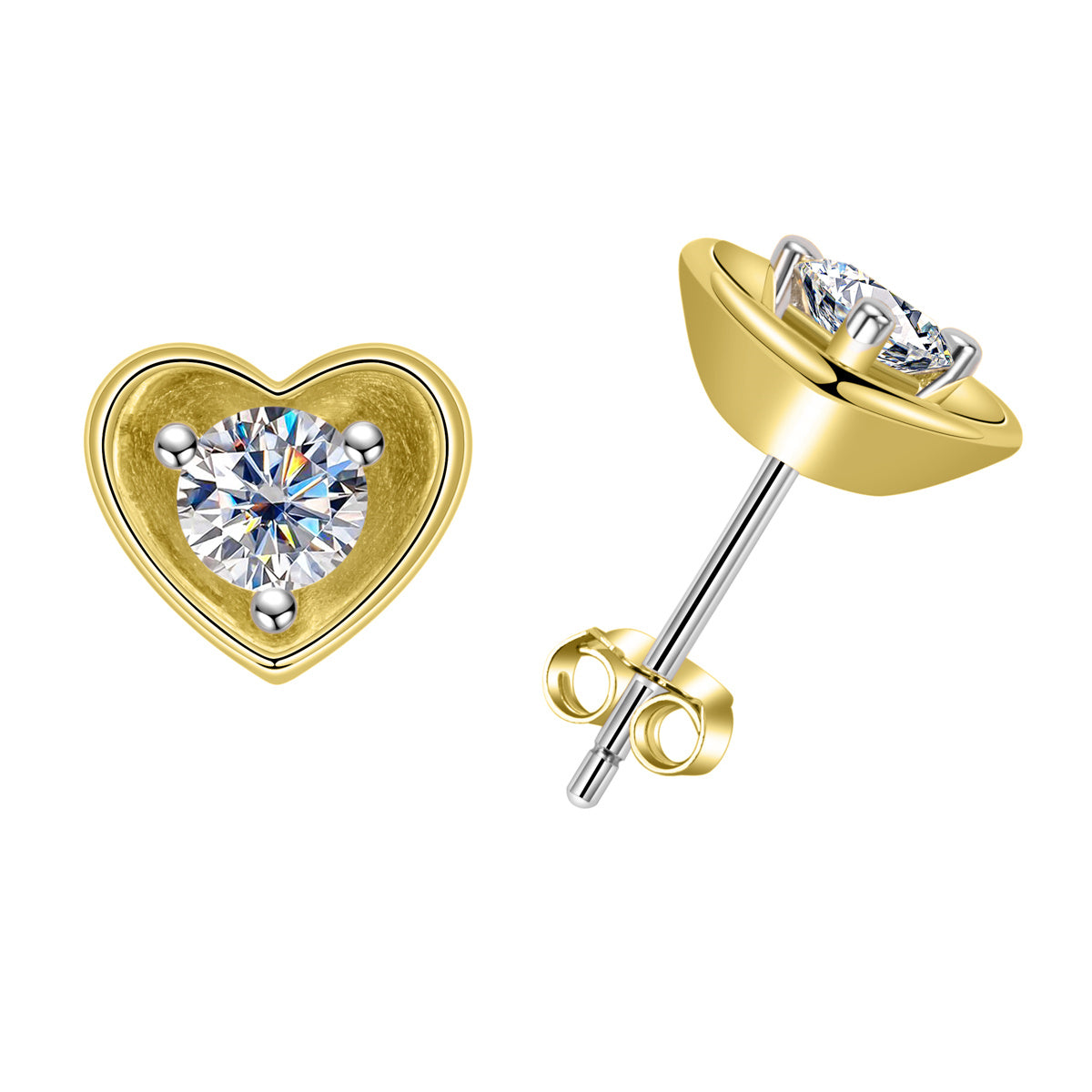 925 Sterling Silver 5mm Heart Cut Moissanite Stud Earrings