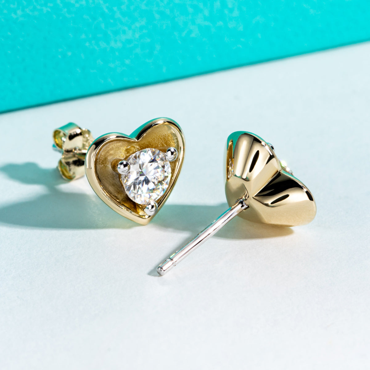 925 Sterling Silver 5mm Heart Cut Moissanite Stud Earrings