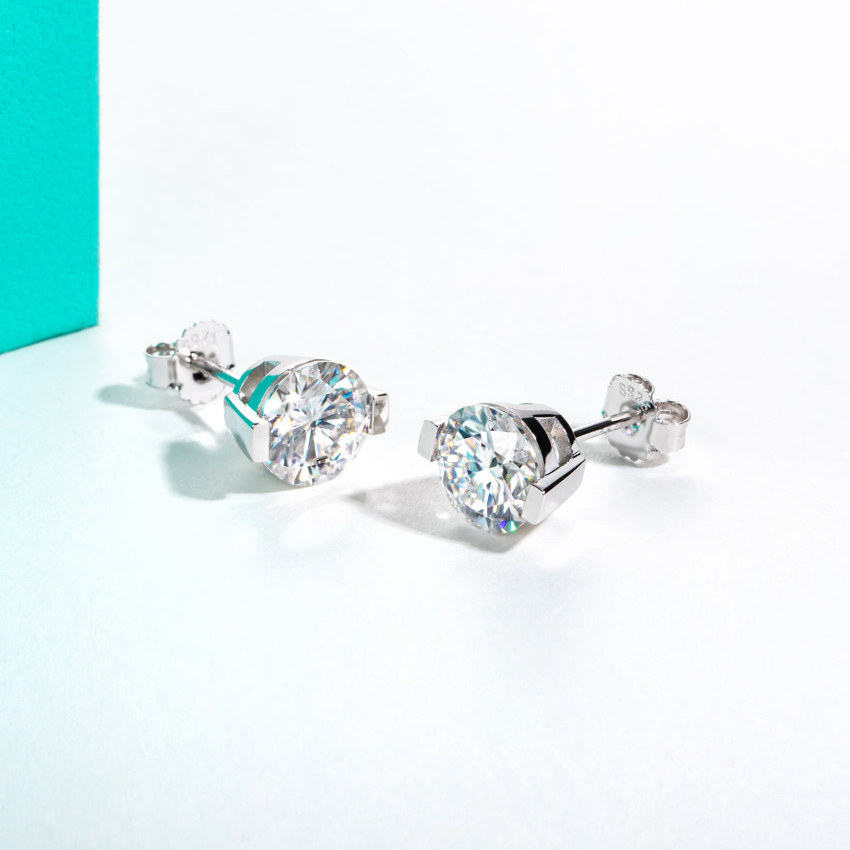 3.0ct 9.0mm Round Moissanite Stud Earrings | S925 Sterling Silver