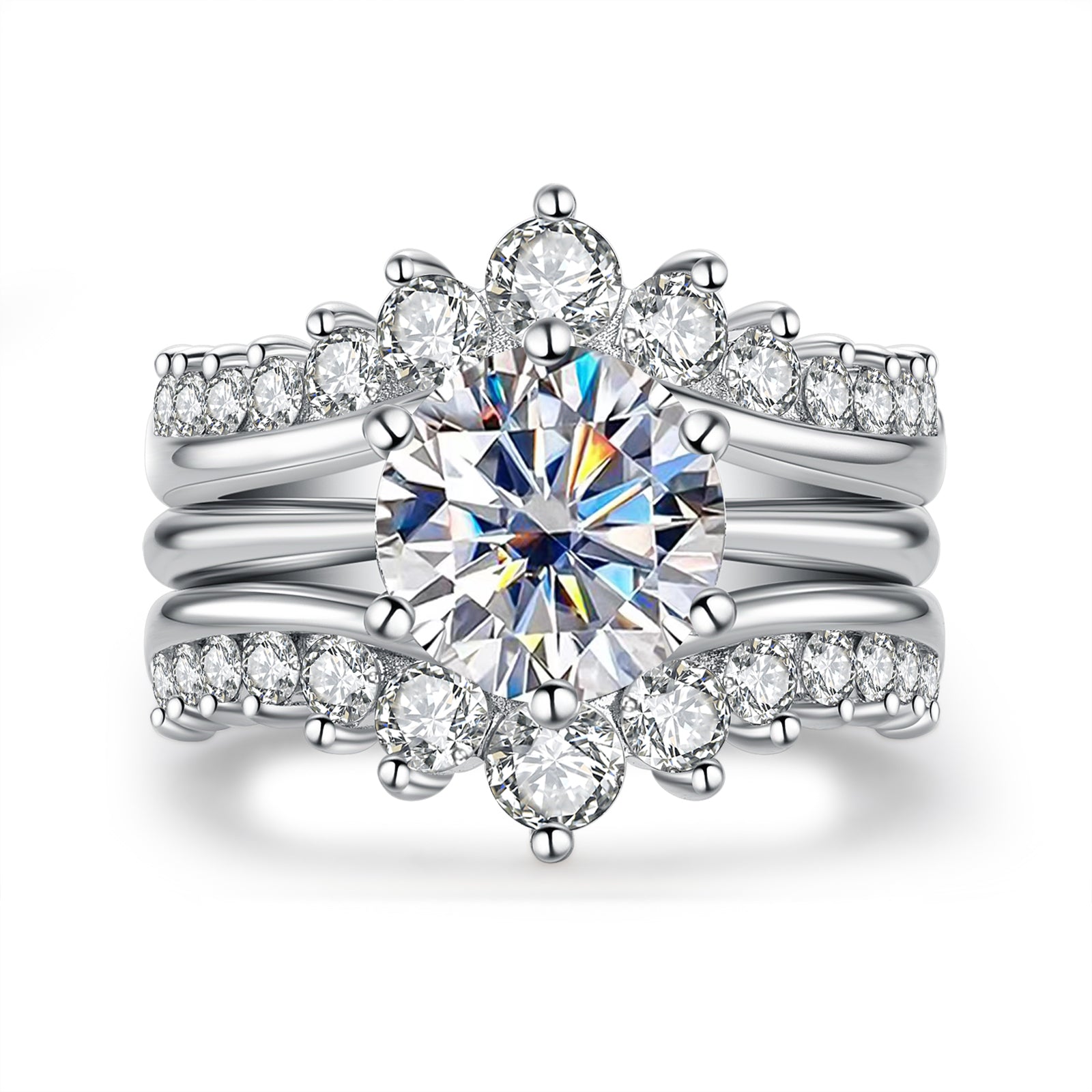 Round Cut Moissanite Engagement Ring Bridal Set (4.52cttw)