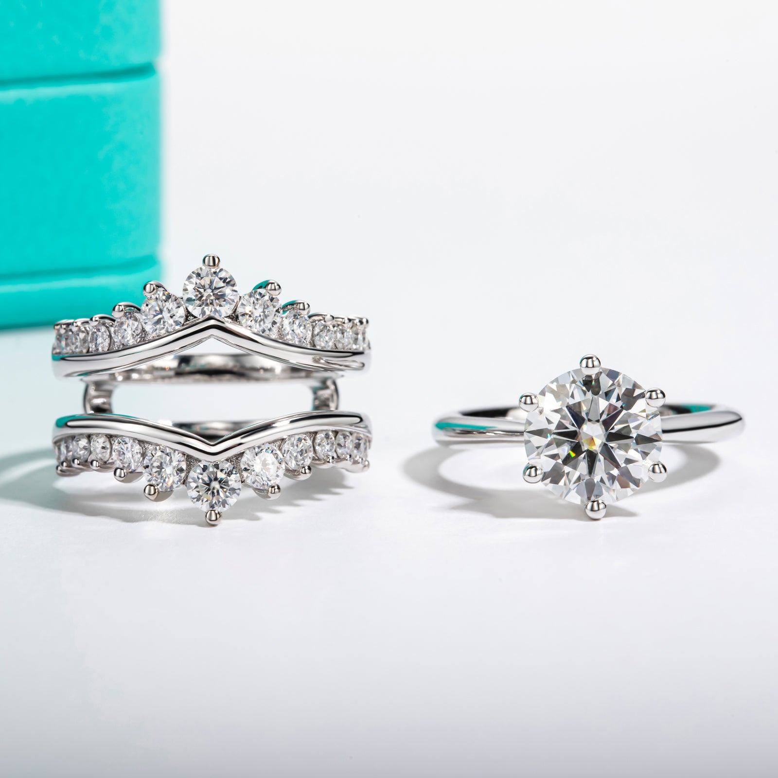 Round Cut Moissanite Engagement Ring Bridal Set (4.52cttw)