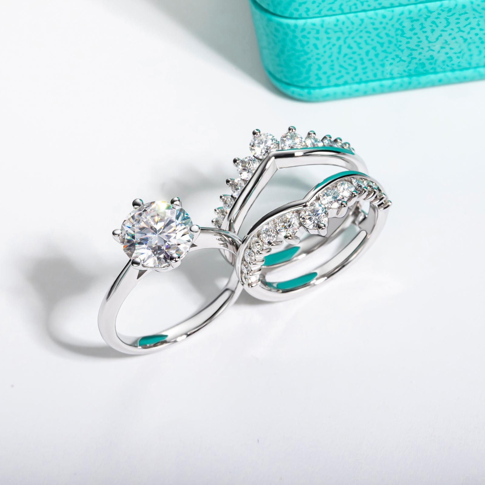 Round Cut Moissanite Engagement Ring Bridal Set (4.52cttw)