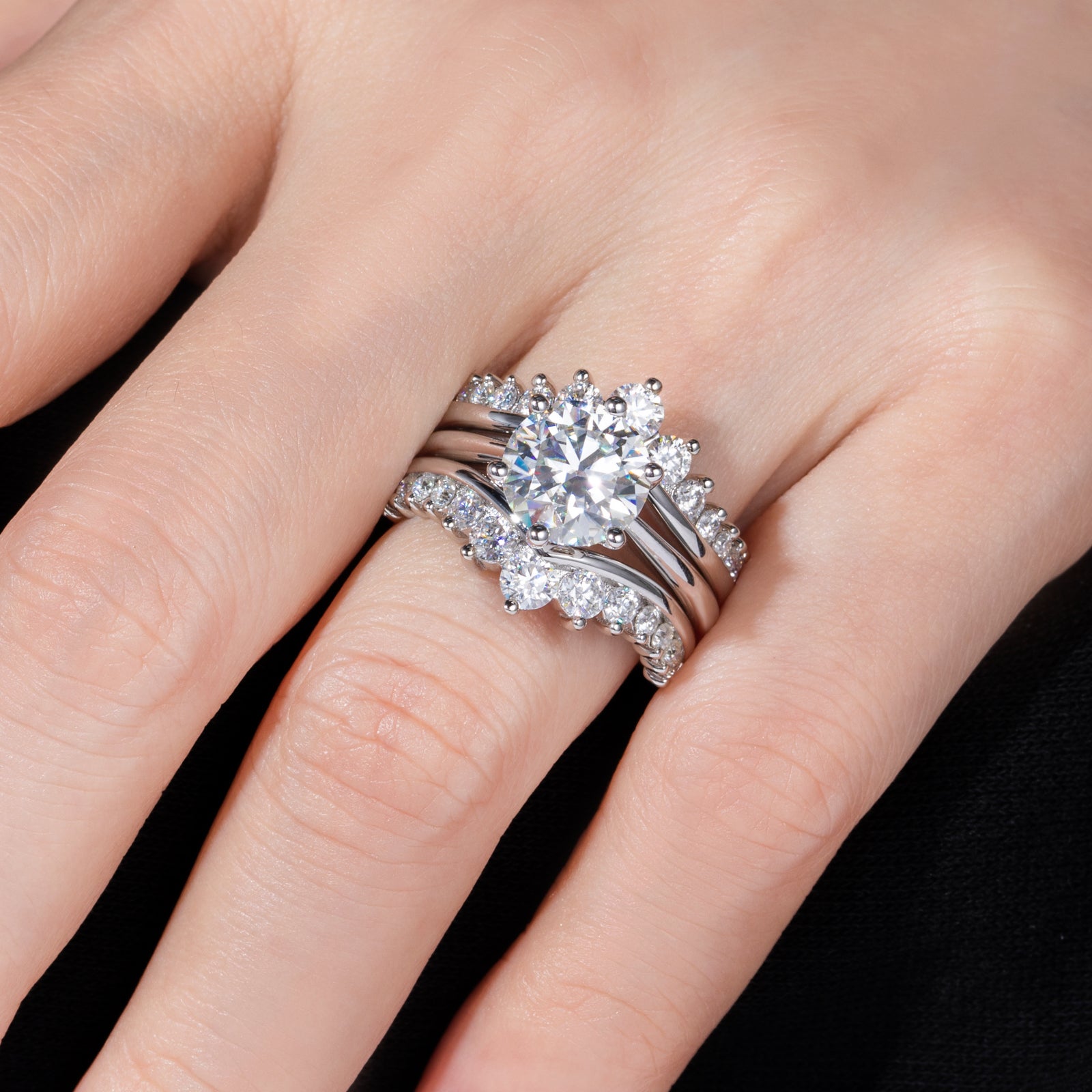 Round Cut Moissanite Engagement Ring Bridal Set (4.52cttw)
