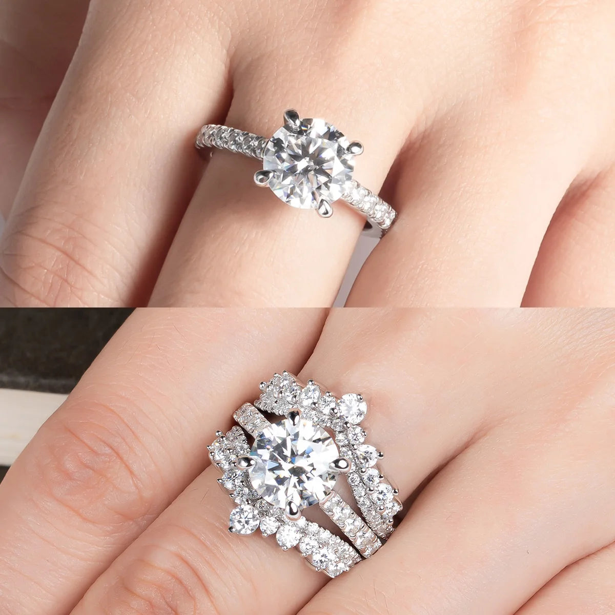 AnuJewel 3ct D Color Moissante Diamond Engagement Wedding Ring 18K Gold Plated Rings For Women