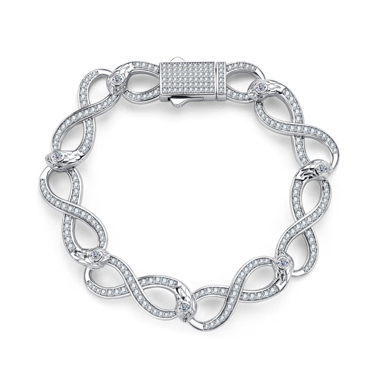 S925 Sterling Silver Infinity Bracelet with Round Moissanite Stones