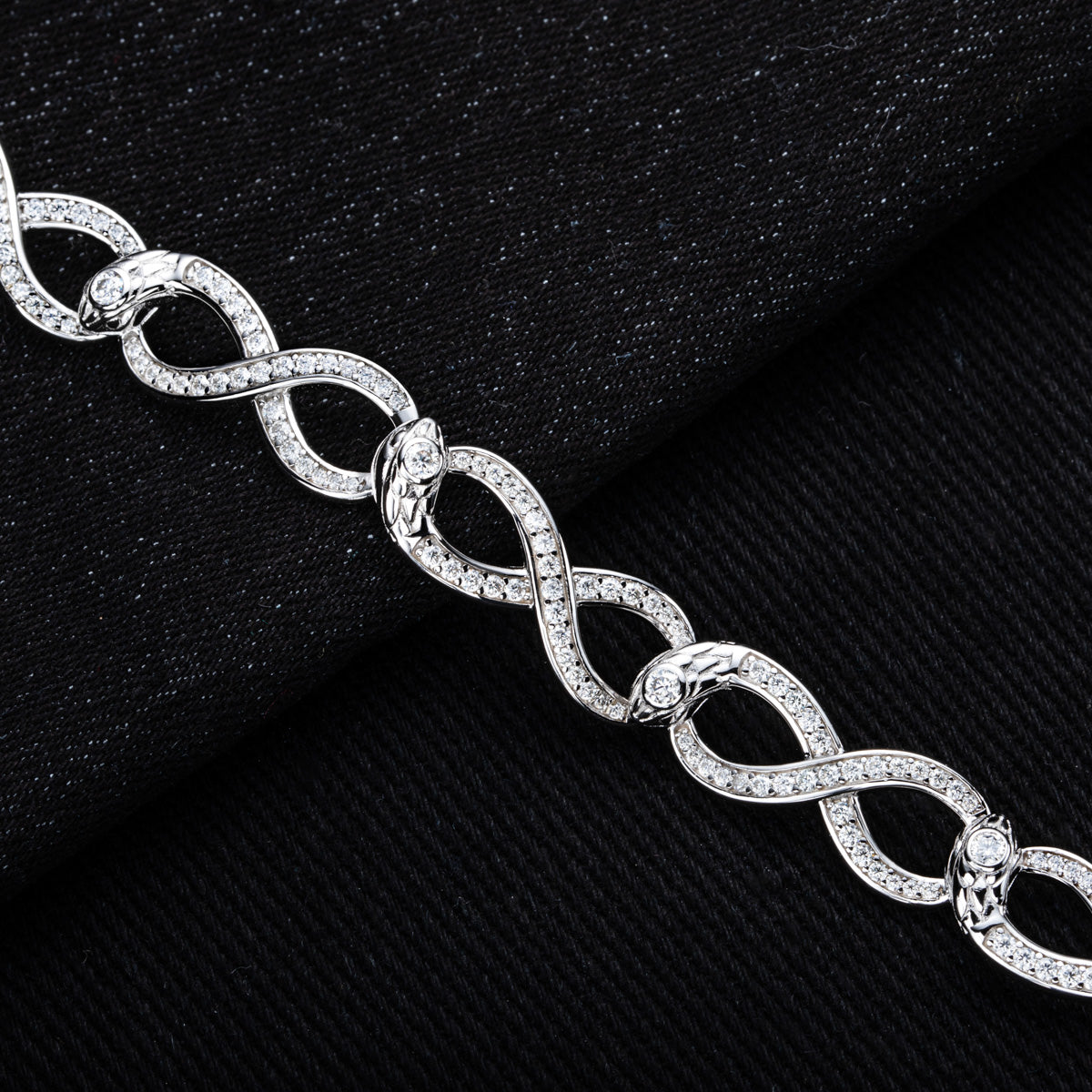 S925 Sterling Silver Infinity Bracelet with Round Moissanite Stones