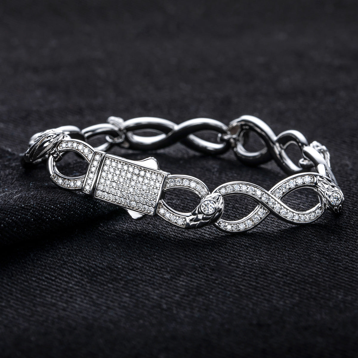 S925 Sterling Silver Infinity Bracelet with Round Moissanite Stones