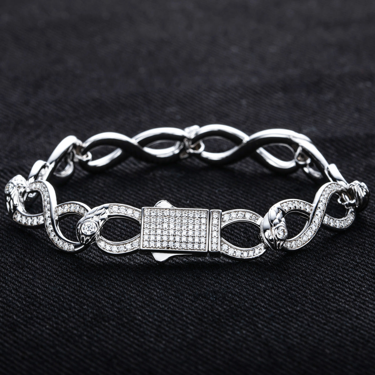 S925 Sterling Silver Infinity Bracelet with Round Moissanite Stones