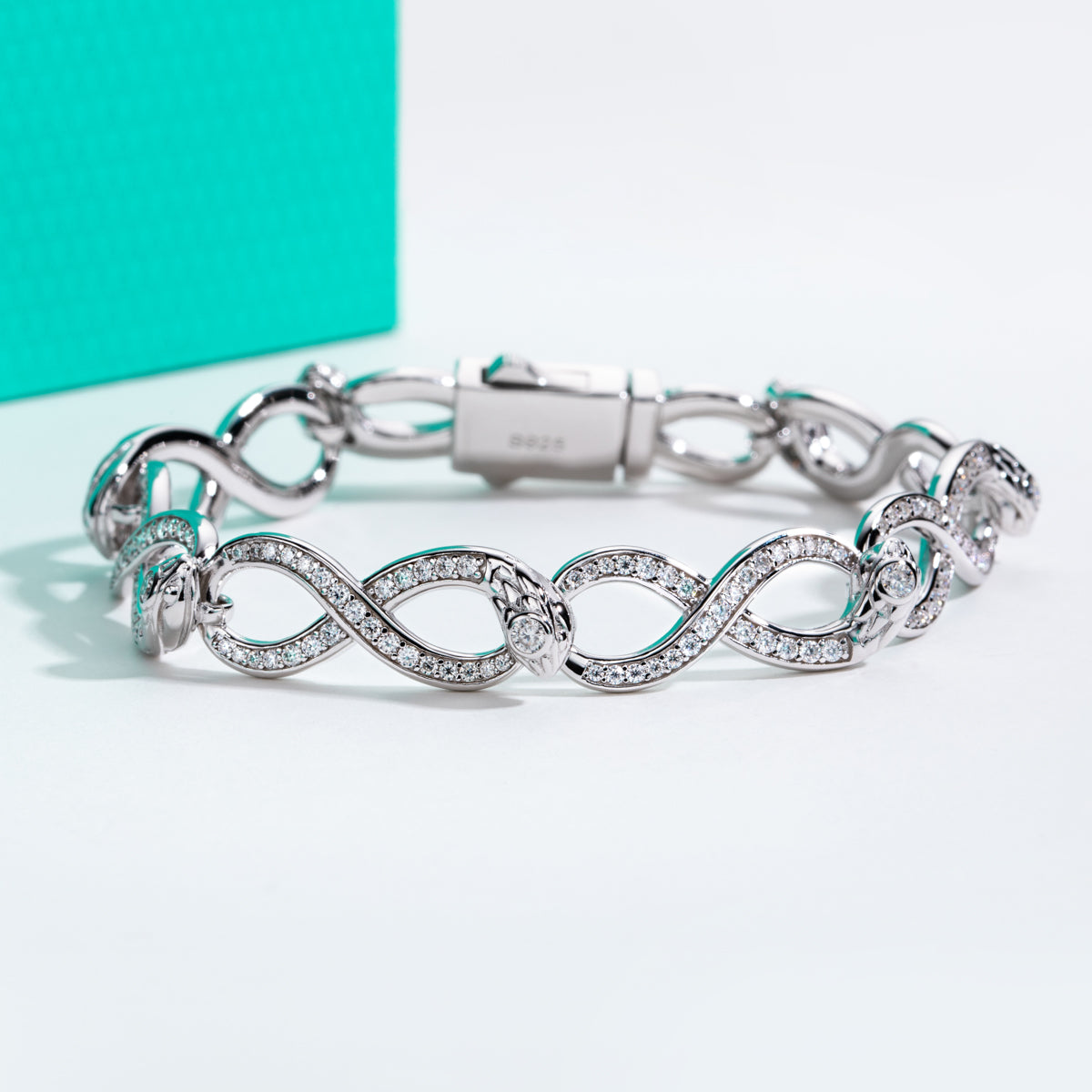 S925 Sterling Silver Infinity Bracelet with Round Moissanite Stones