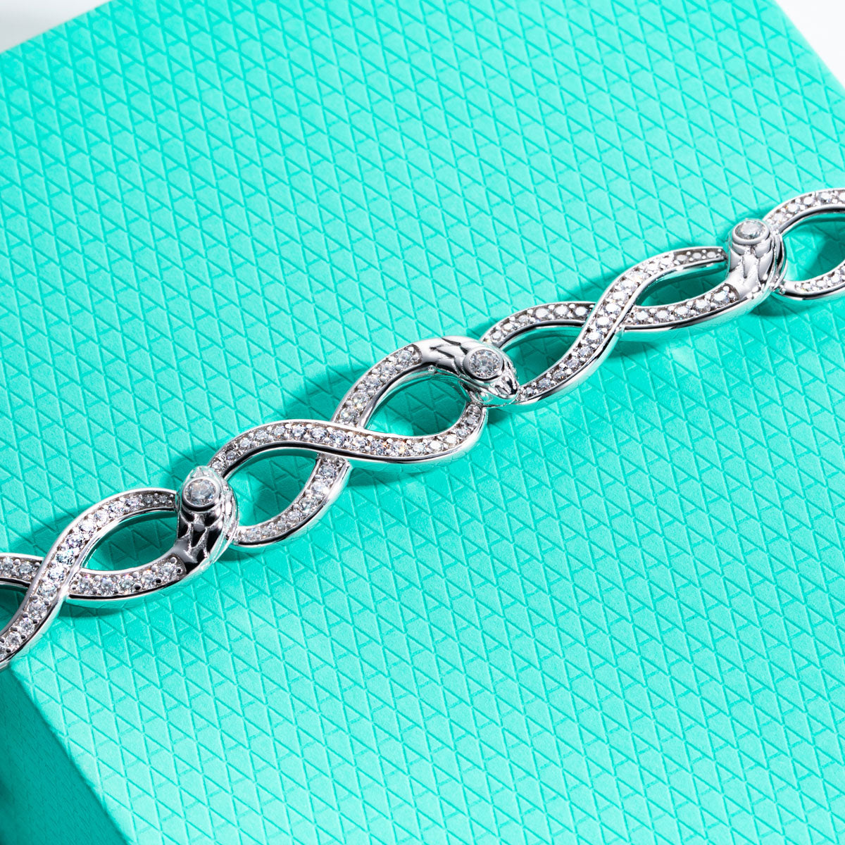 S925 Sterling Silver Infinity Bracelet with Round Moissanite Stones