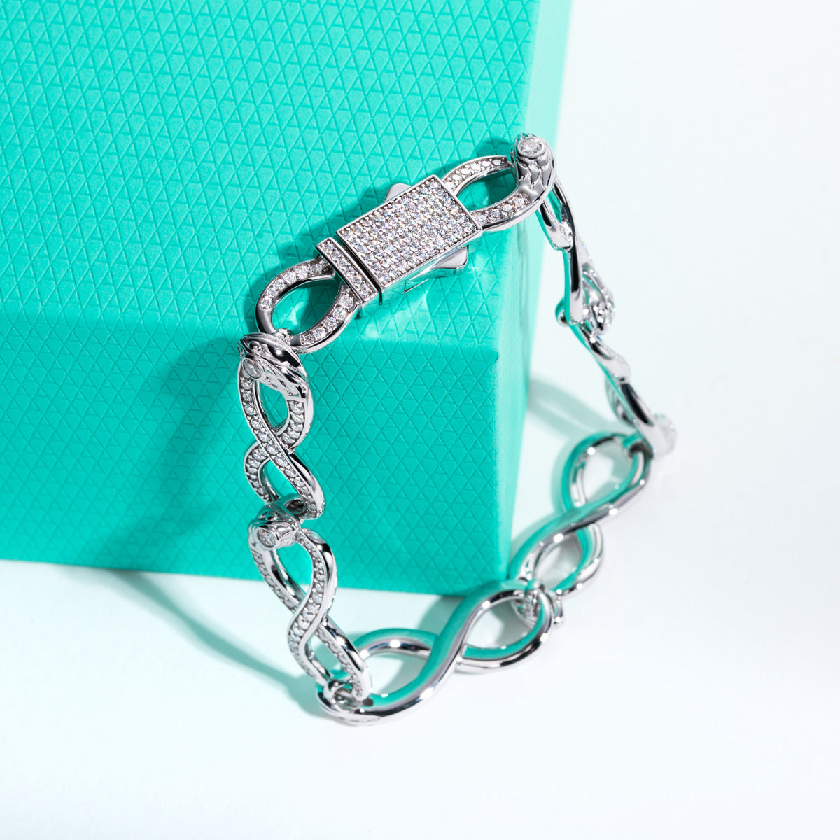 S925 Sterling Silver Infinity Bracelet with Round Moissanite Stones