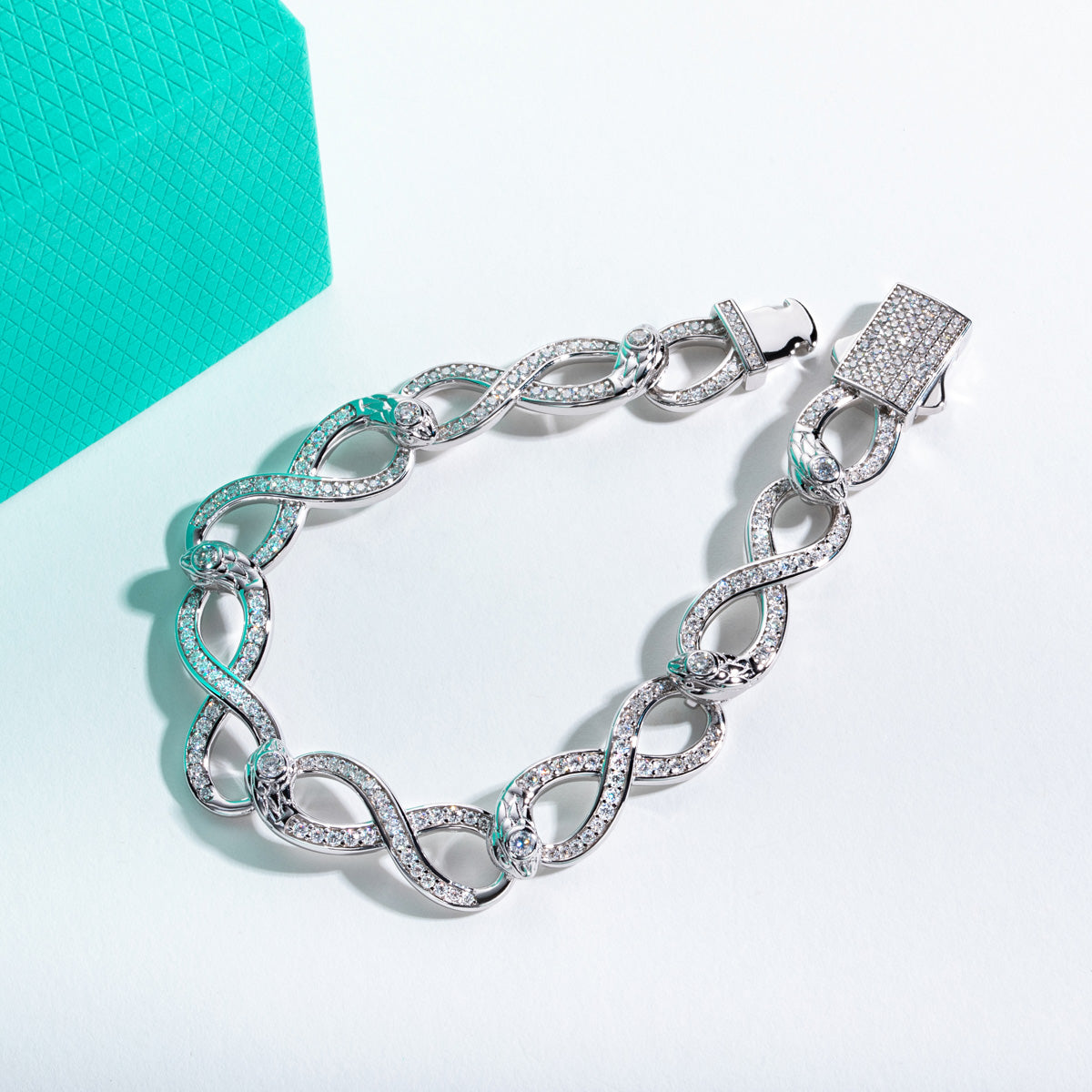 S925 Sterling Silver Infinity Bracelet with Round Moissanite Stones