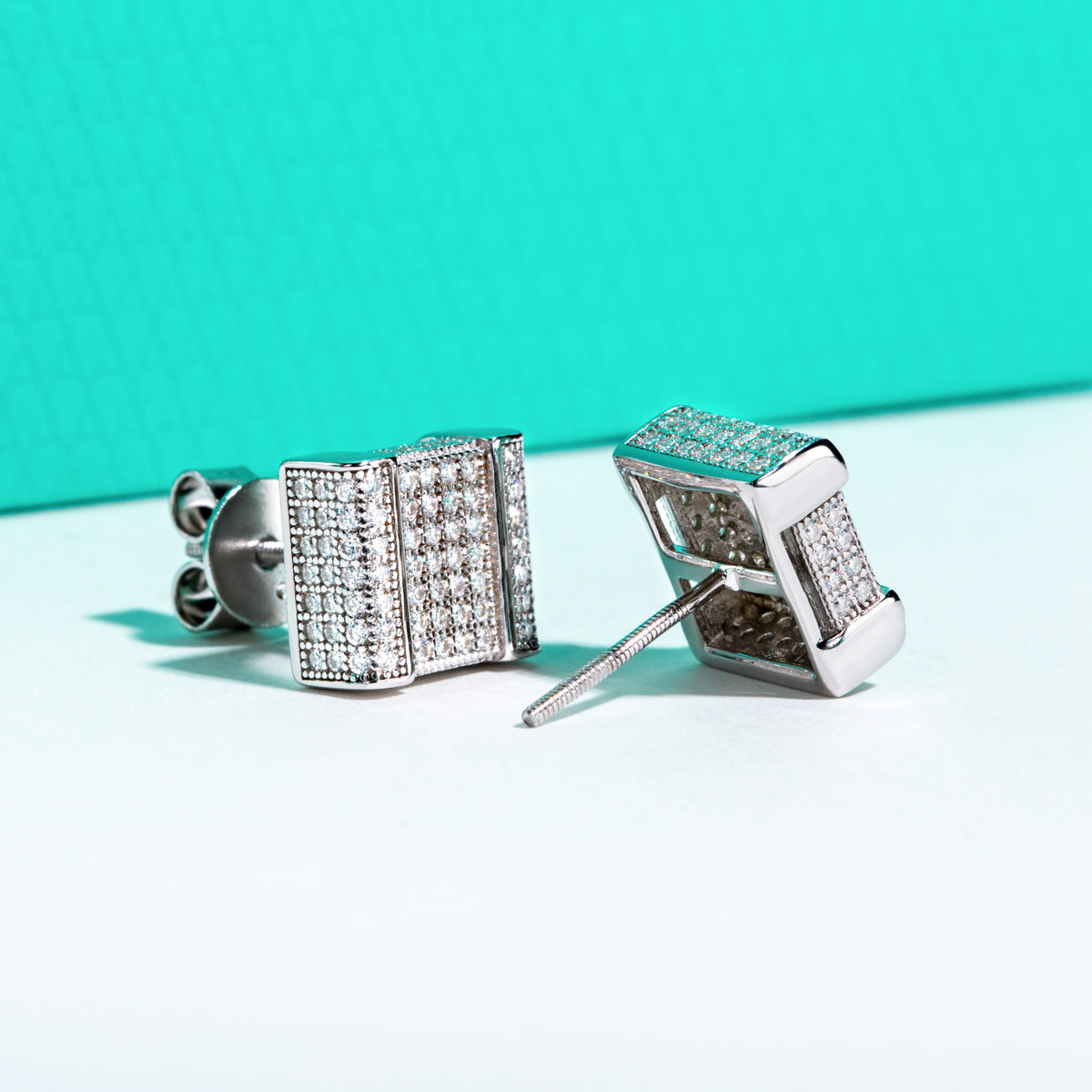 S925 Sterling Silver Round Moissanite Stud Earrings