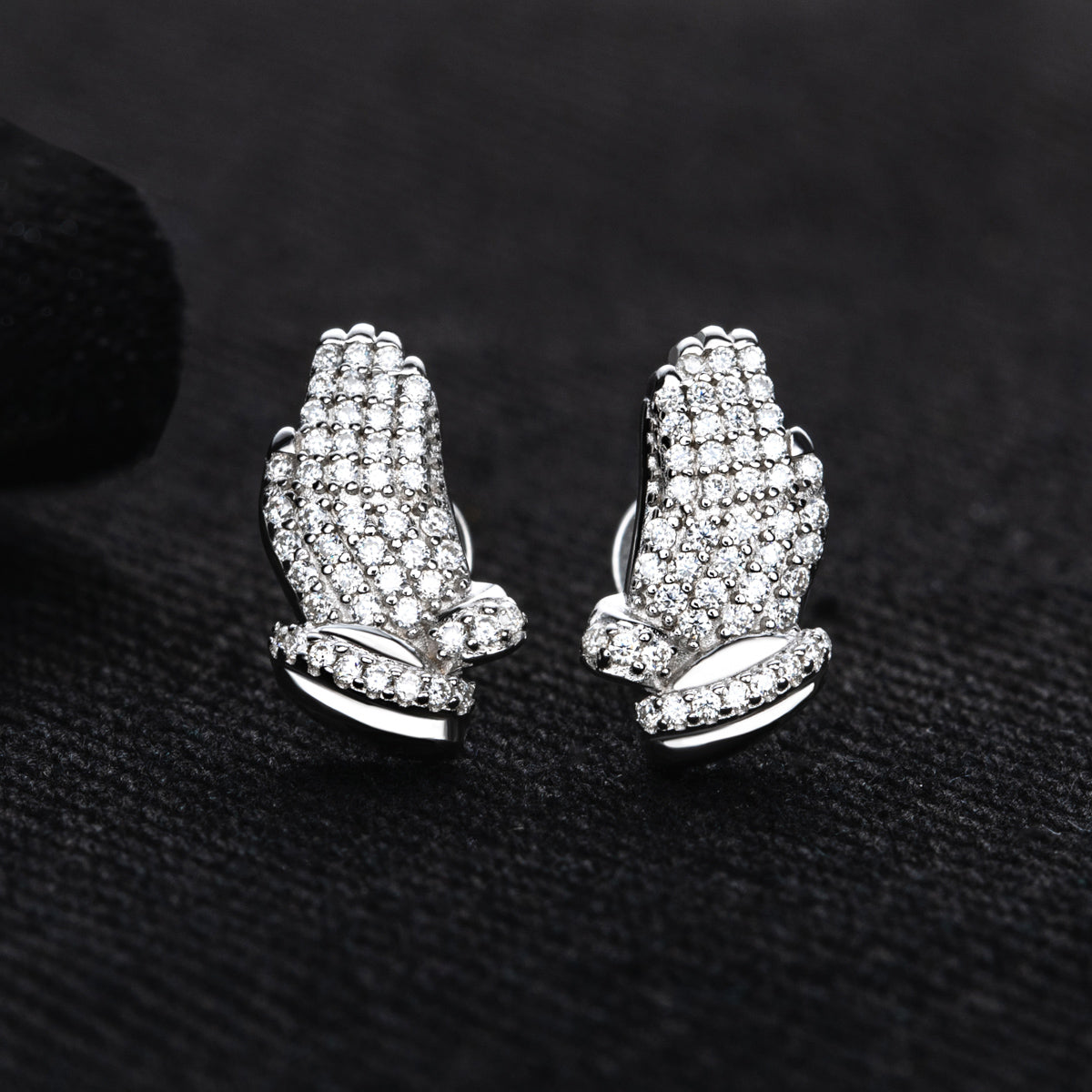 S925 Sterling Silver Palm Shaped Moissanite Stud Earrings