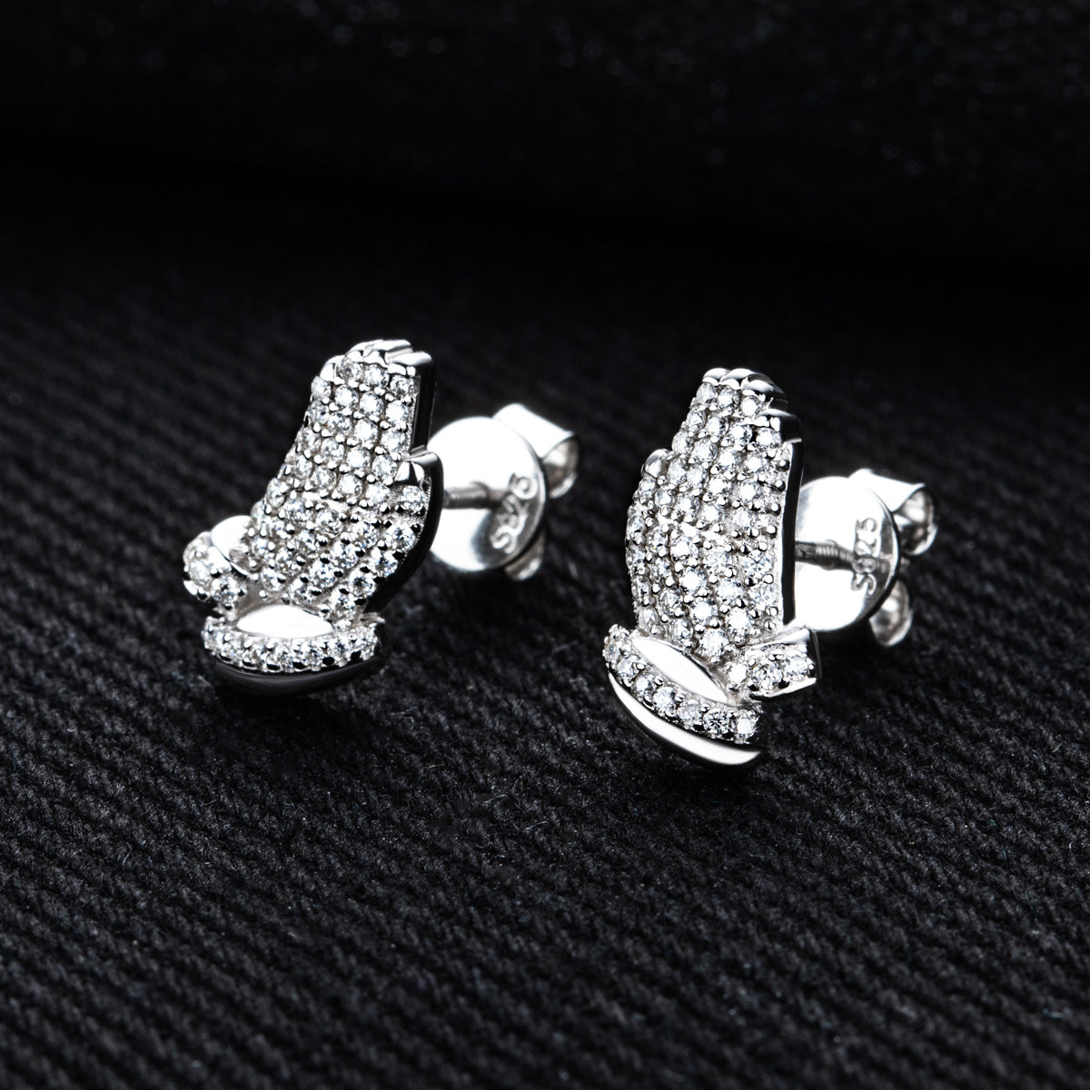 S925 Sterling Silver Palm Shaped Moissanite Stud Earrings