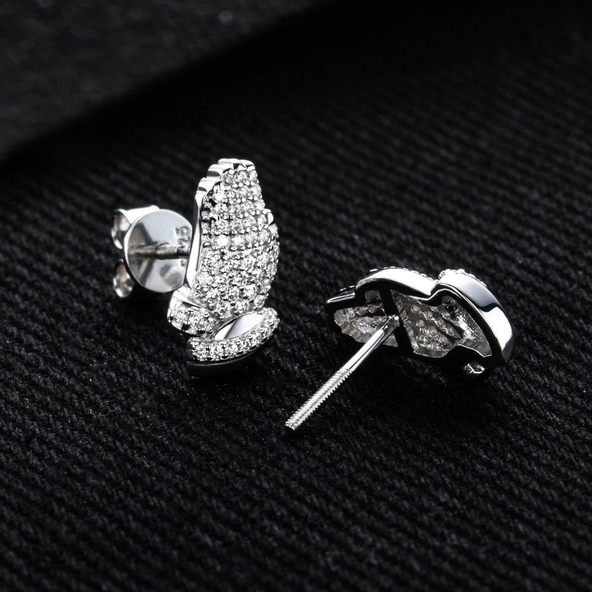 S925 Sterling Silver Palm Shaped Moissanite Stud Earrings