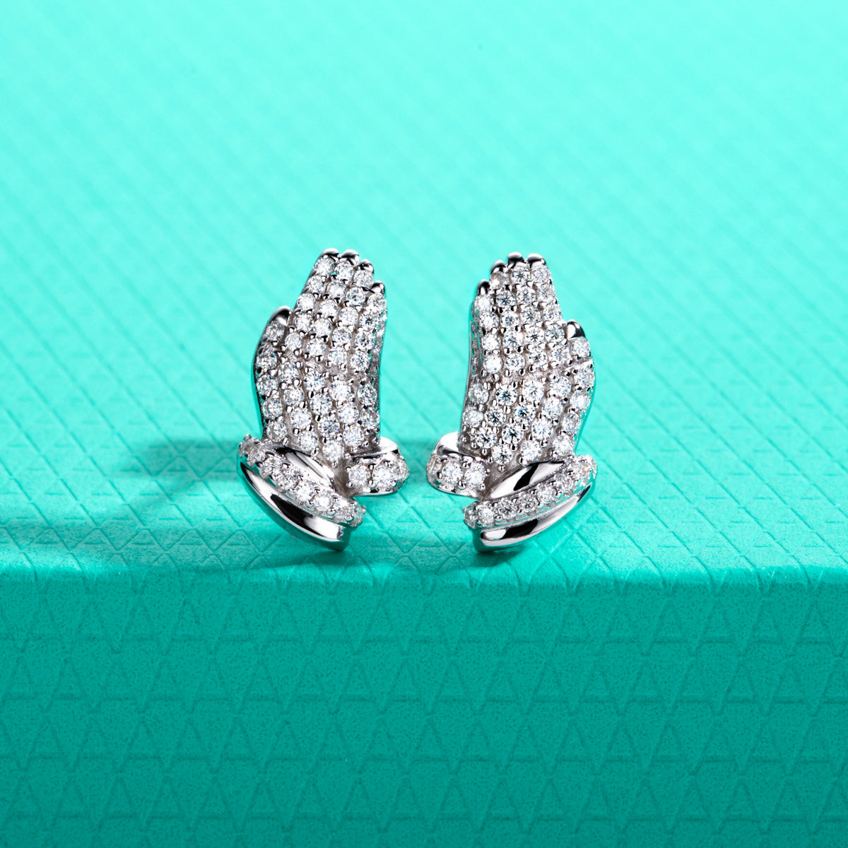 S925 Sterling Silver Palm Shaped Moissanite Stud Earrings