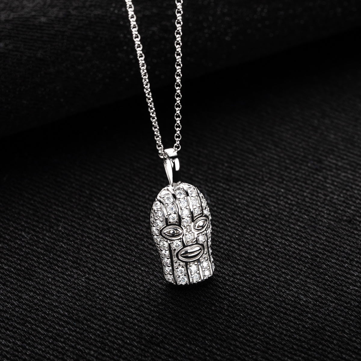 S925 Sterling Silver Masked Man Moissanite Pendant
