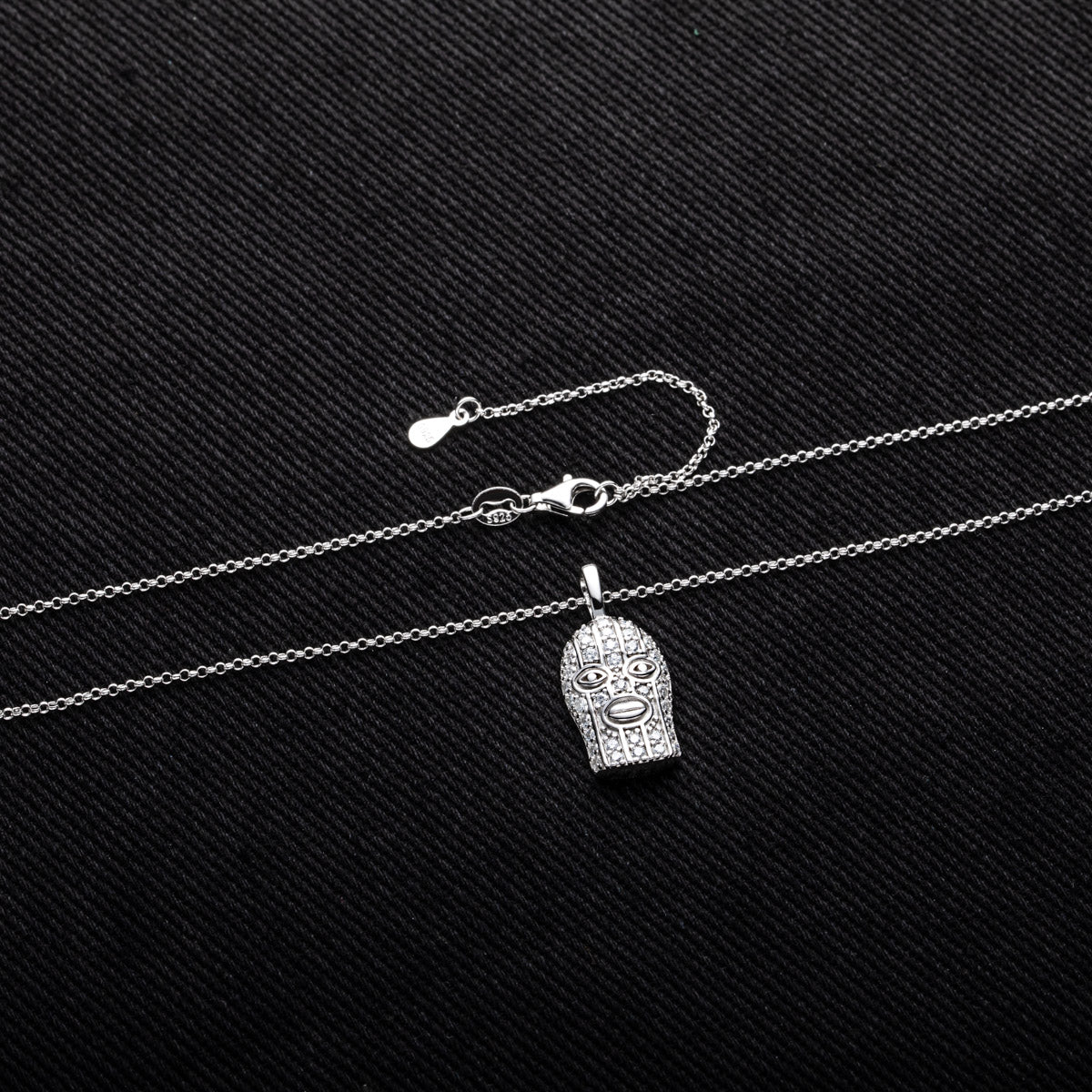 S925 Sterling Silver Masked Man Moissanite Pendant