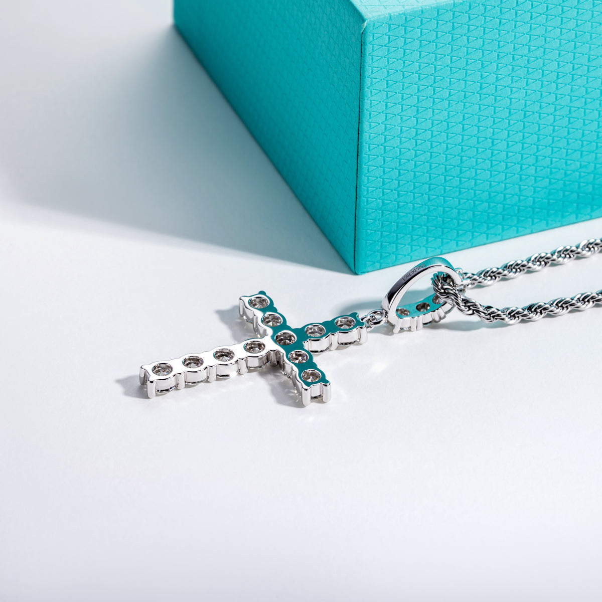 S925 Sterling‑Silver Round Moissanite Cross Pendant