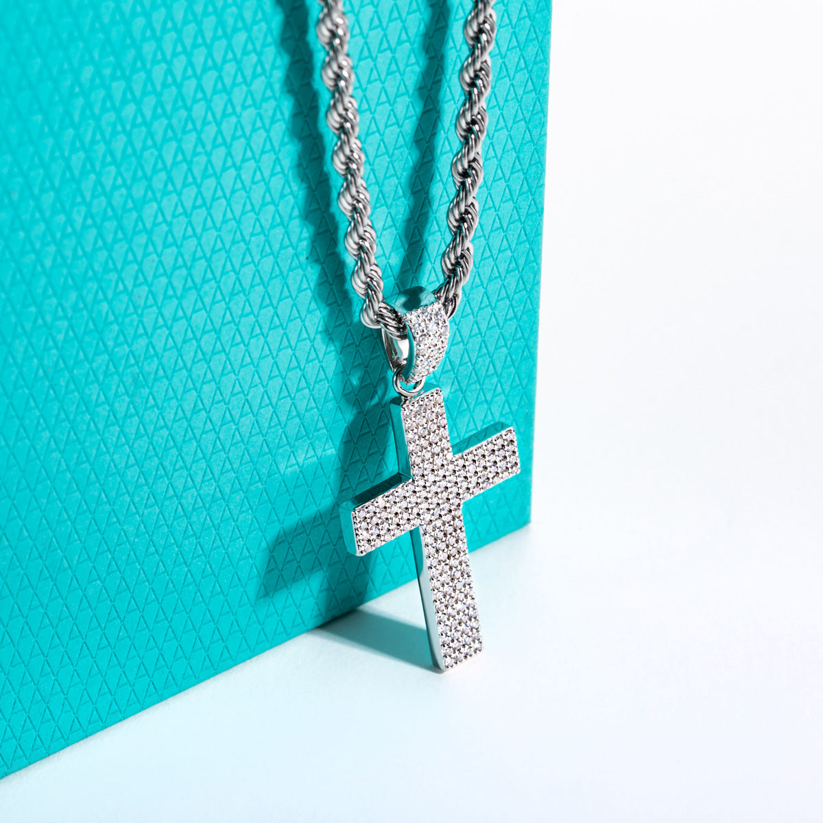 S925 Sterling‑Silver Round Moissanite Cross Pendant