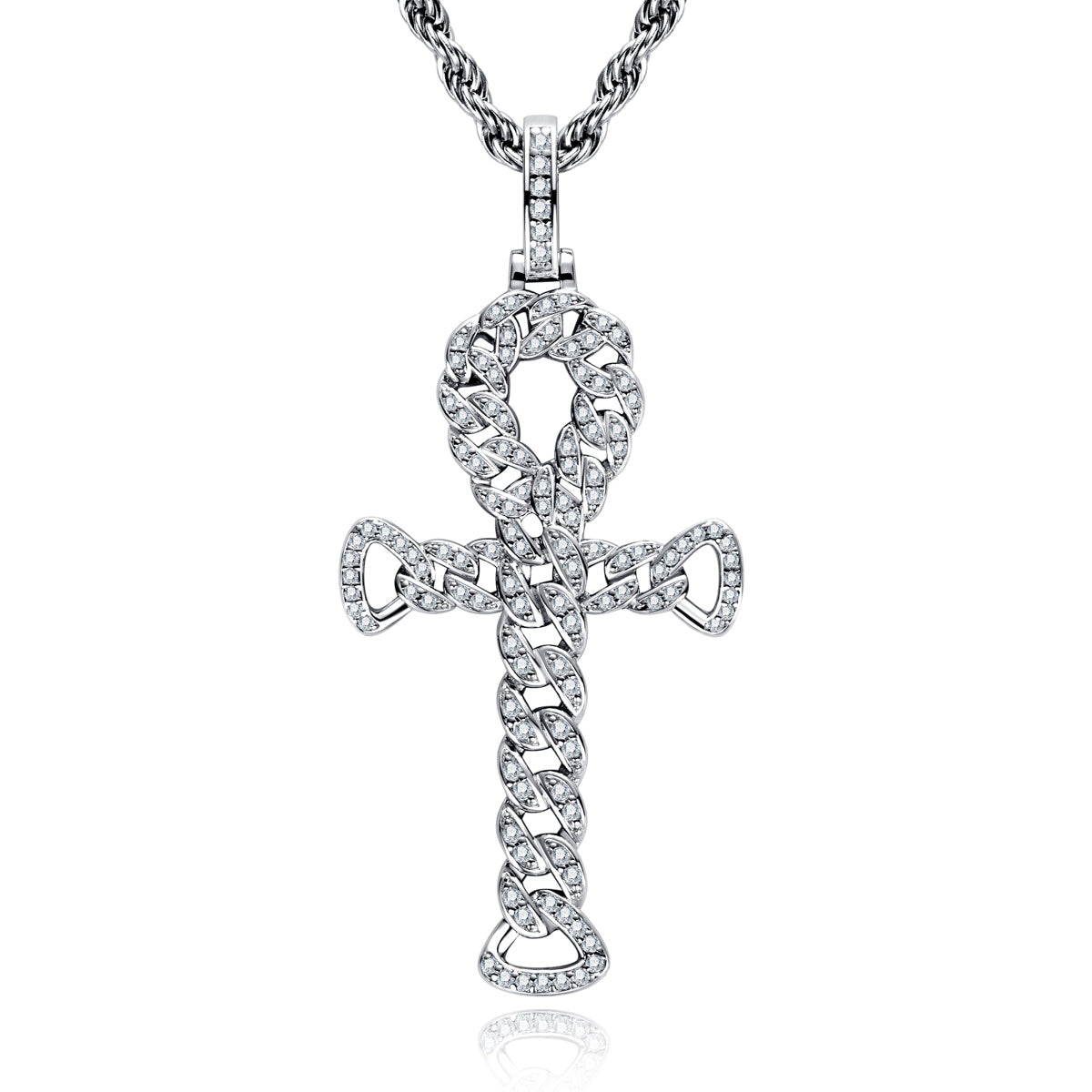 S925 Sterling‑Silver Round Moissanite Cross Pendant