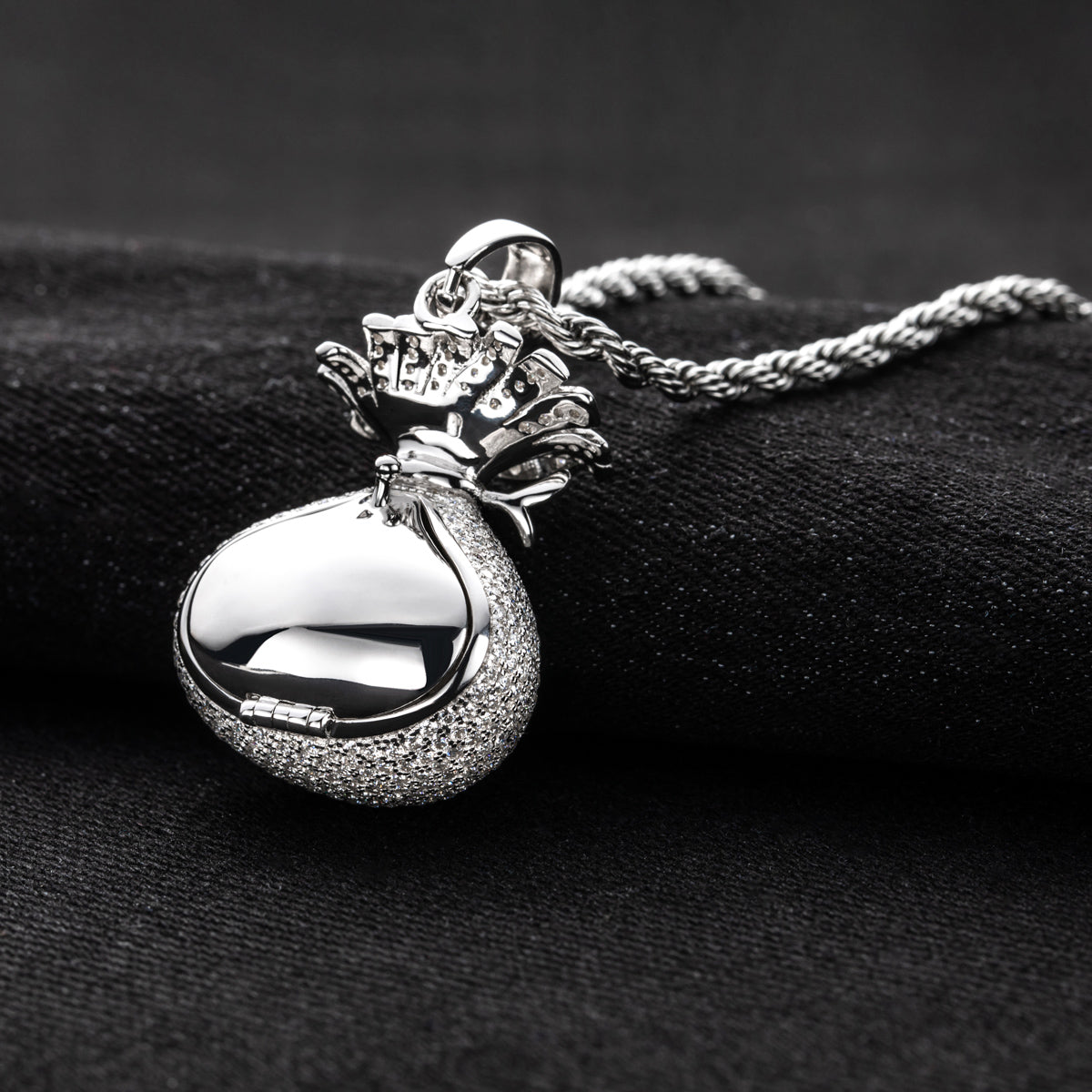 S925 Sterling Silver Money Bag Moissanite Pendant