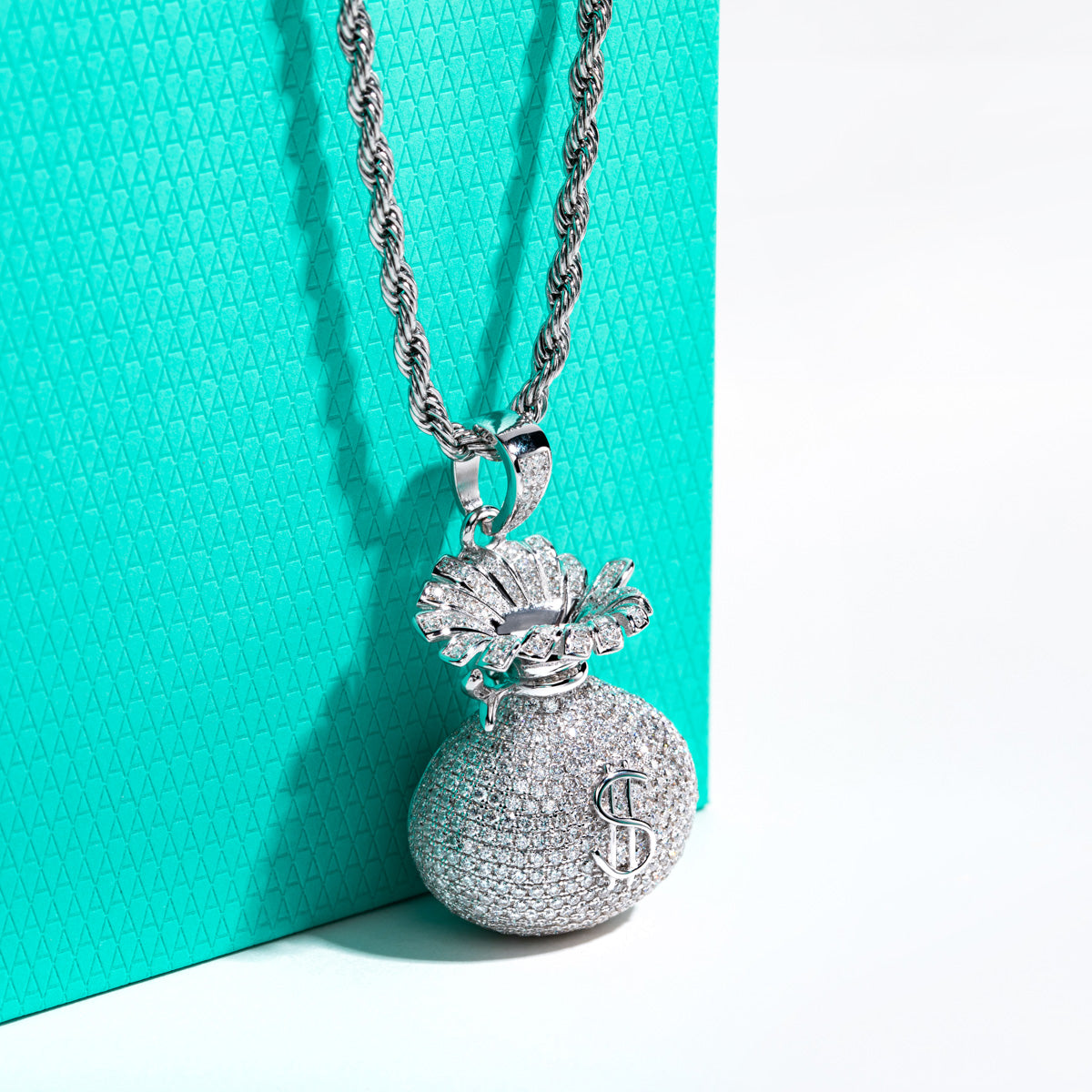 S925 Sterling Silver Money Bag Moissanite Pendant