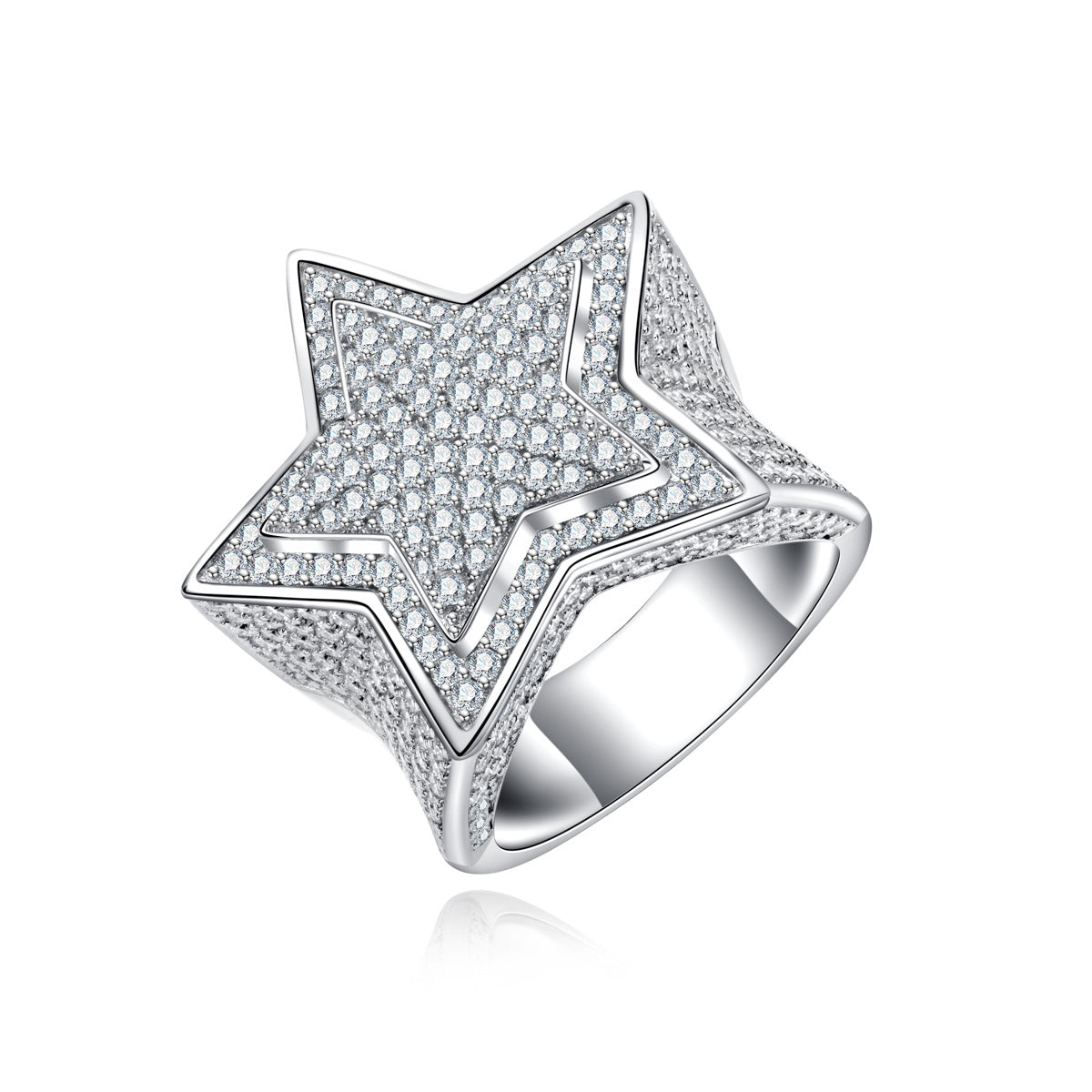 Star Moissanite Hip-hop Ring | S925 Silver Ring
