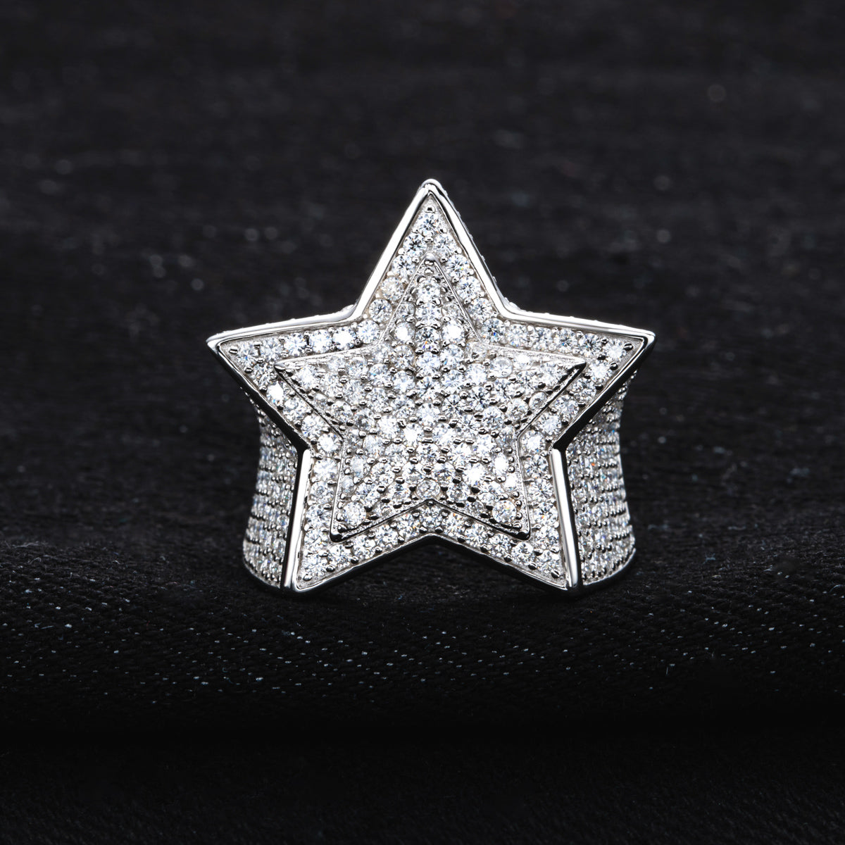 Star Moissanite Hip-hop Ring | S925 Silver Ring
