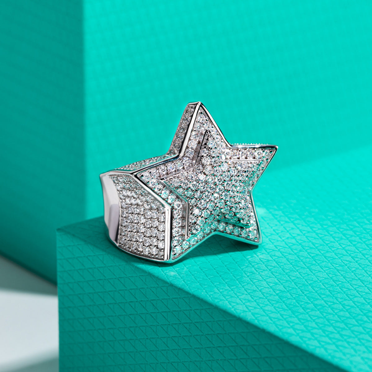Star Moissanite Hip-hop Ring | S925 Silver Ring