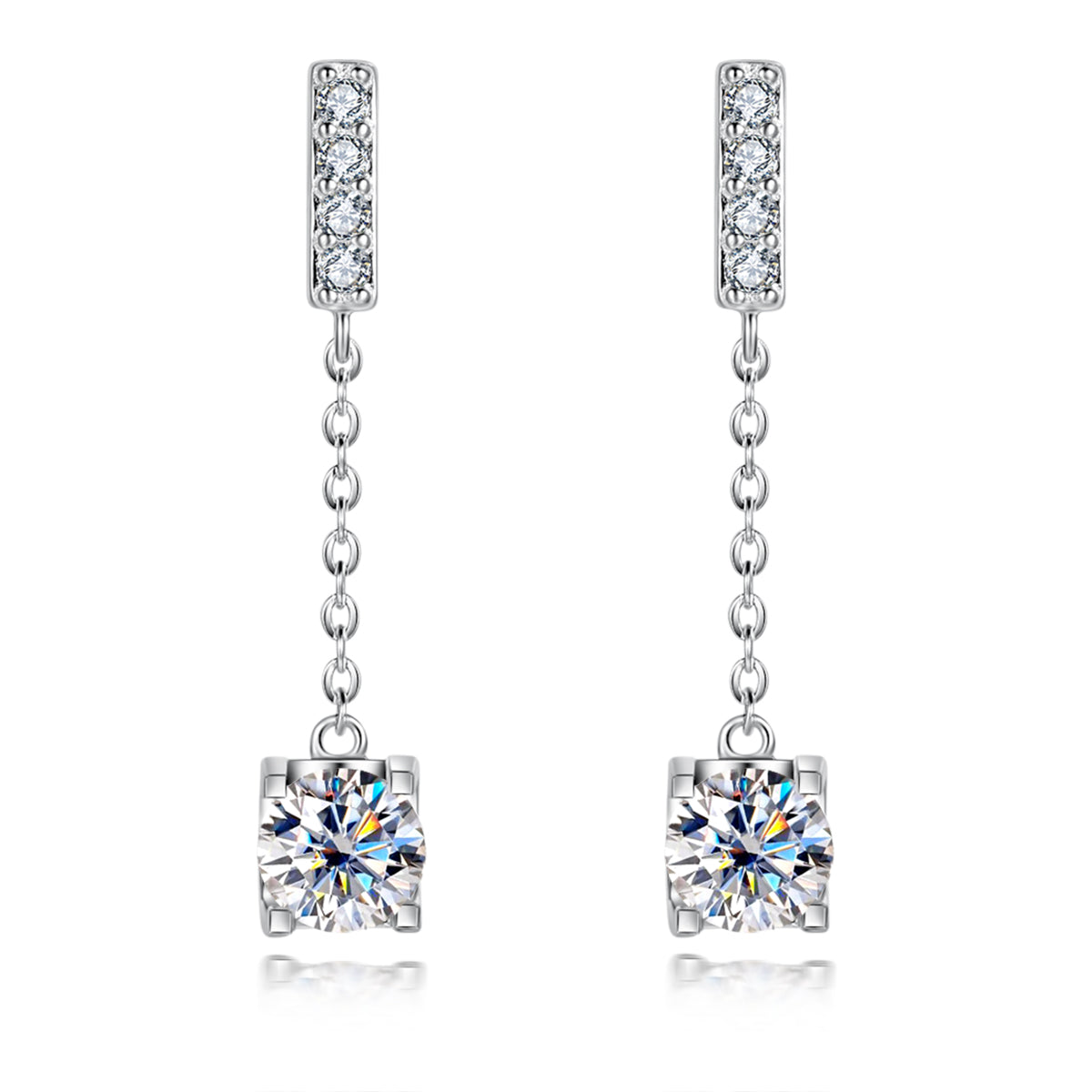 Round Brilliant Moissanite Diamond Dangle Earrings (2 ct. tw)