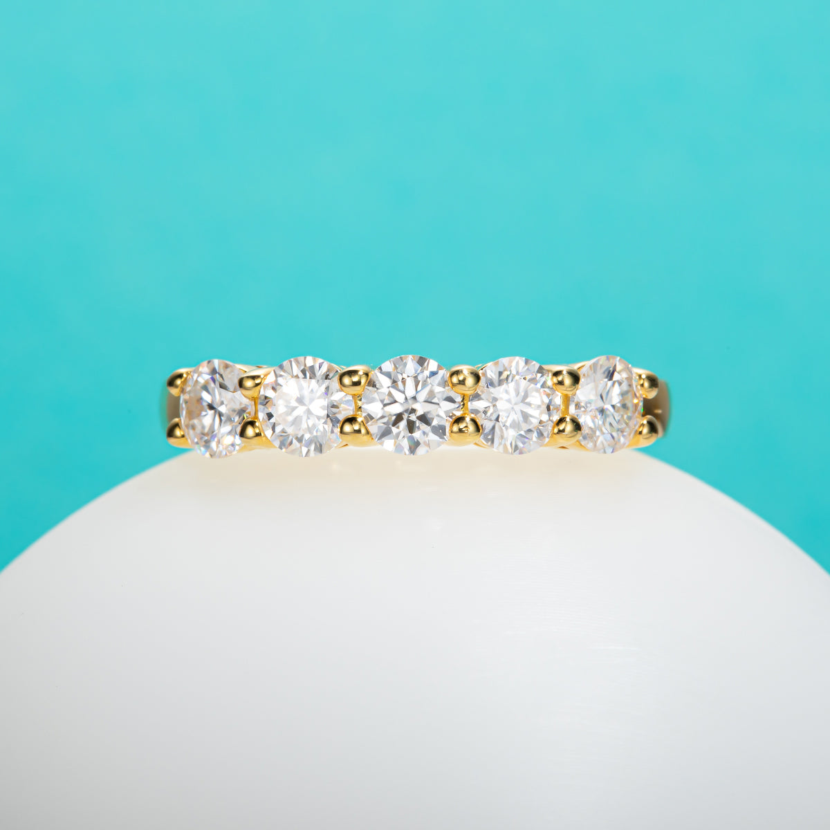 Round Cut 5 Stone Moissanite Wedding Band (1.5cttw)
