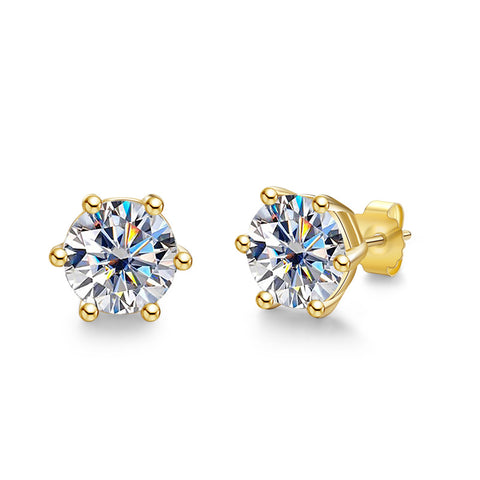 6 Prong Moissanite Diamond Stud Earrings (1 ct. tw)