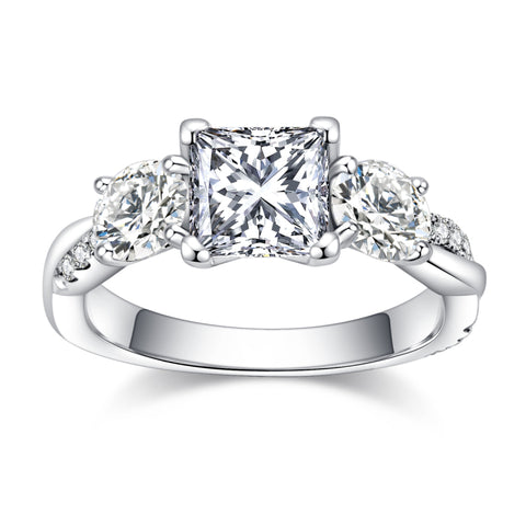 Three-Stone Moissanite Diamond Engagement Ring (1.5 CT)