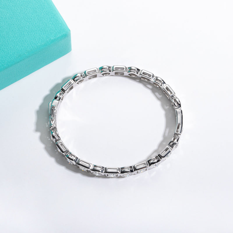 Round Cut Bezel Set Moissanite Tennis Bracelet (8-10.4 cttw)