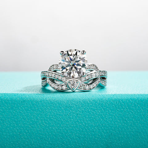 Crown Moissanite Diamond Engagement Ring (3.55 cttw)