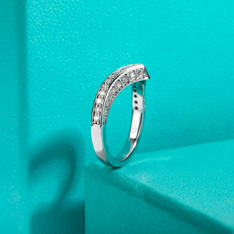 Moissanite Diamond Curved Eternity Ring
