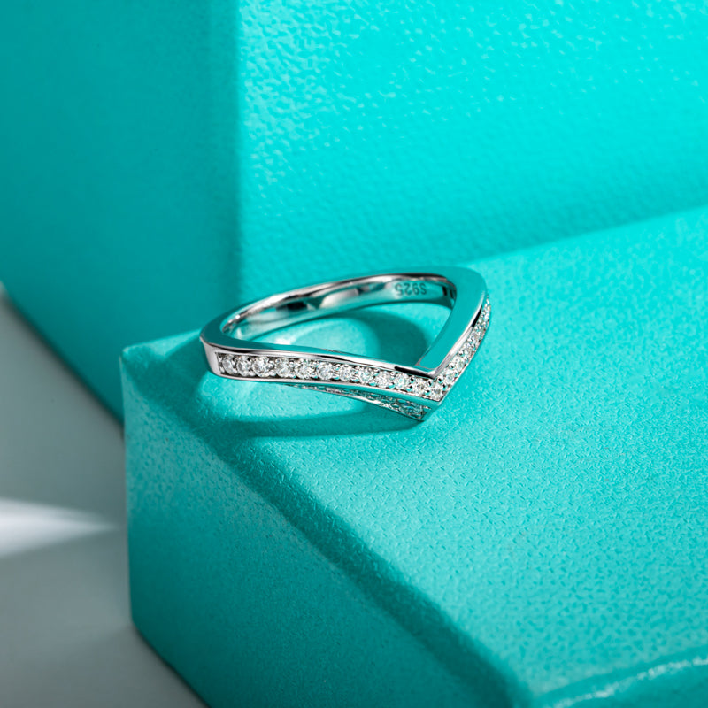 Moissanite Diamond Curved Eternity Ring