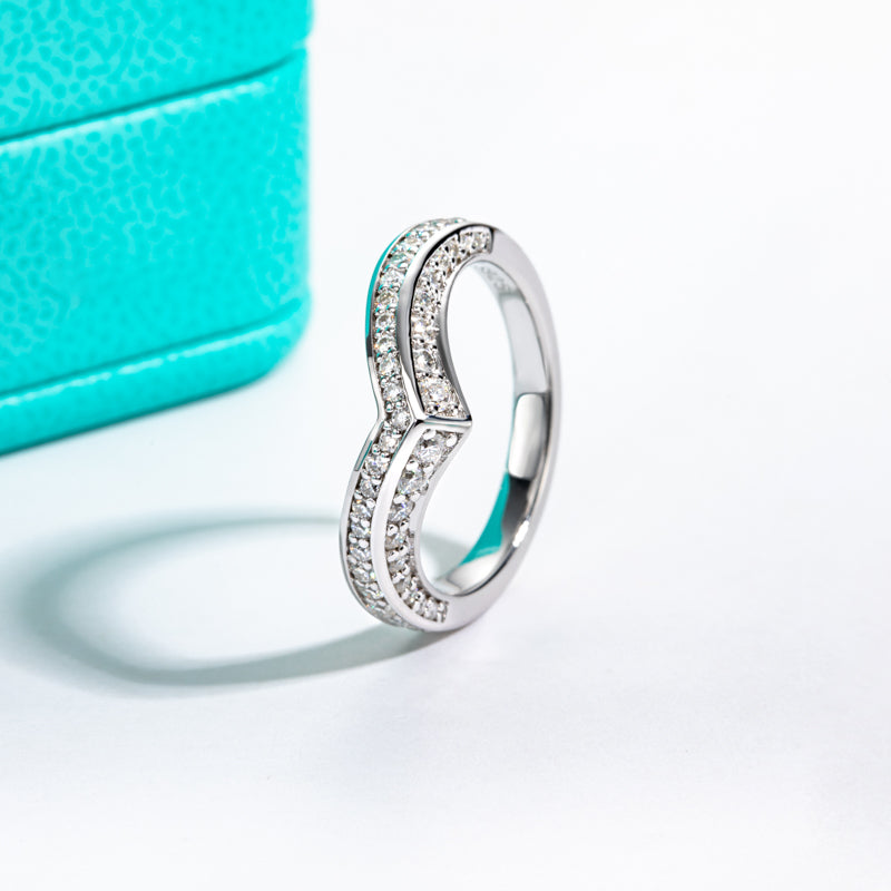 Moissanite Diamond Curved Eternity Ring