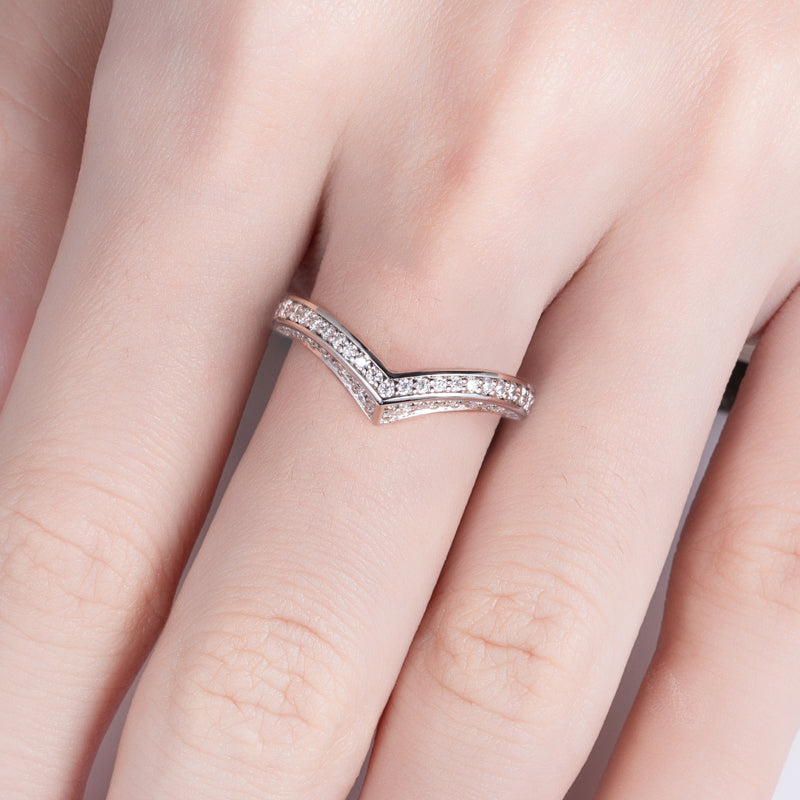 Moissanite Diamond Curved Eternity Ring