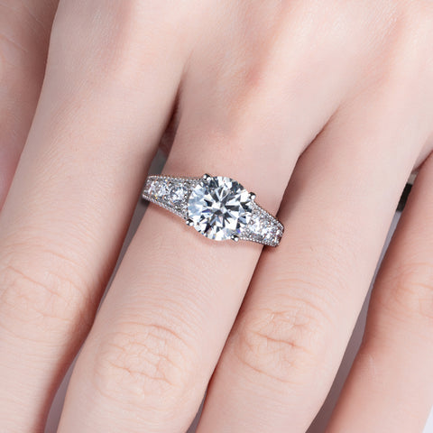 Halo Moissanite Diamond Engagement Ring (3.8 cttw)