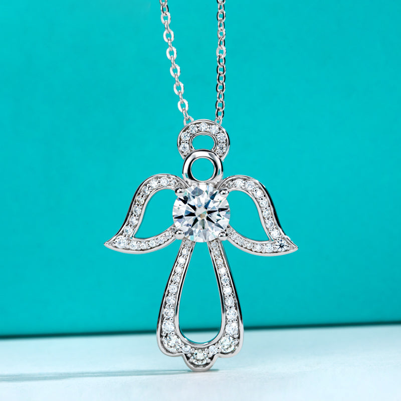 Moissanite Angel Wing Pendant Necklace (2.72 cttw)