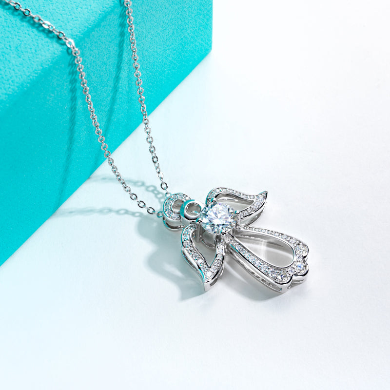 Moissanite Angel Wing Pendant Necklace (2.72 cttw)