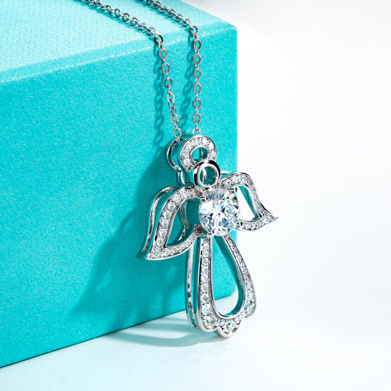 Moissanite Angel Wing Pendant Necklace (2.72 cttw)