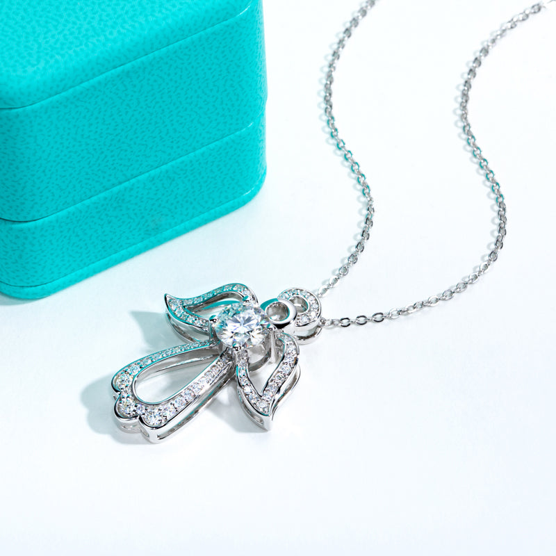 Moissanite Angel Wing Pendant Necklace (2.72 cttw)